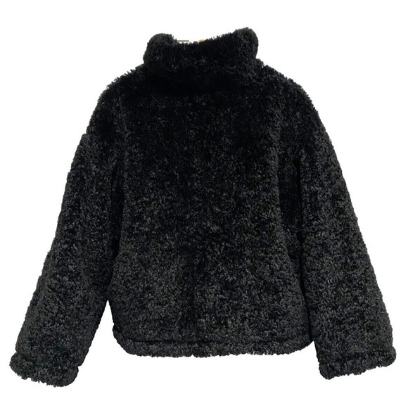 Topshop - reversible light blue puffer, Faux black fur women winter coat size 6 - Picture 5 of 6